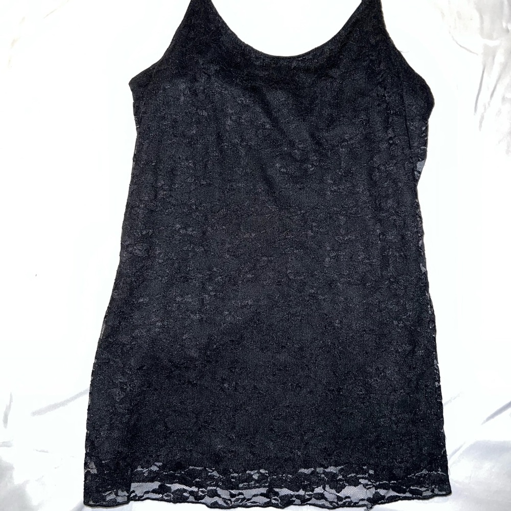 Black cami with lace overlay